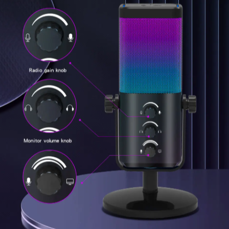 Microphone dynamique M7 USB/XLR avec contrôle RGB