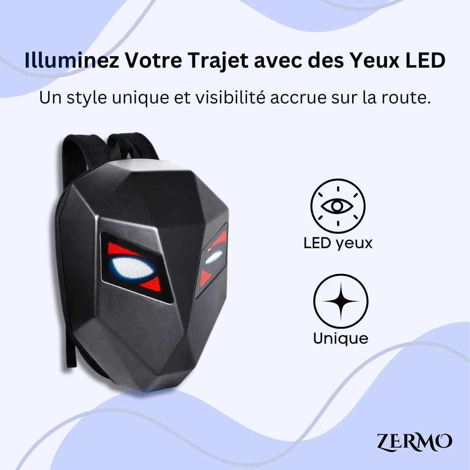 Sac à dos moto avec yeux LED