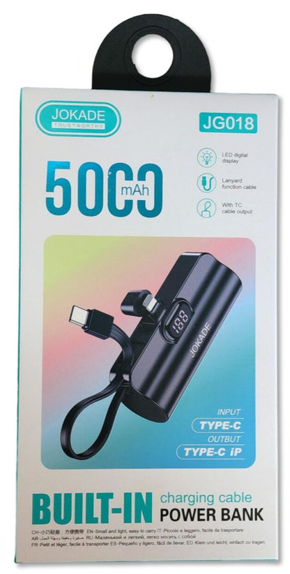 MINI POWER BANK PORTABLE JOKADE 5000 MAH /TYPE-C & LIGHTNING / JG018